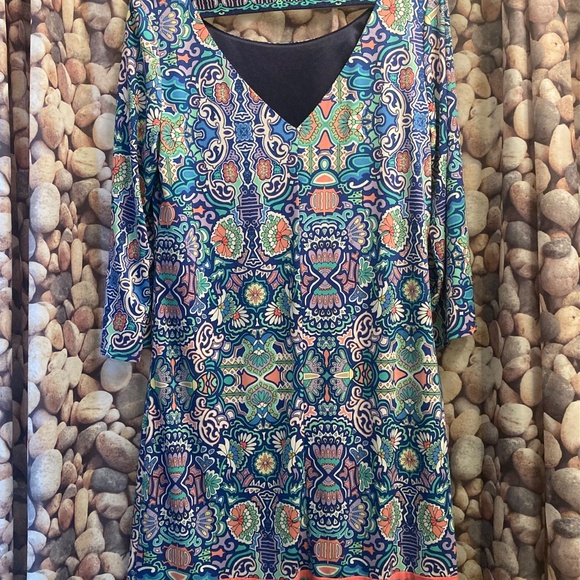 Laundry by Shelli Segal - printed tunic dress sz M patterned - 3/4 sleeve - Picture 2 of 5